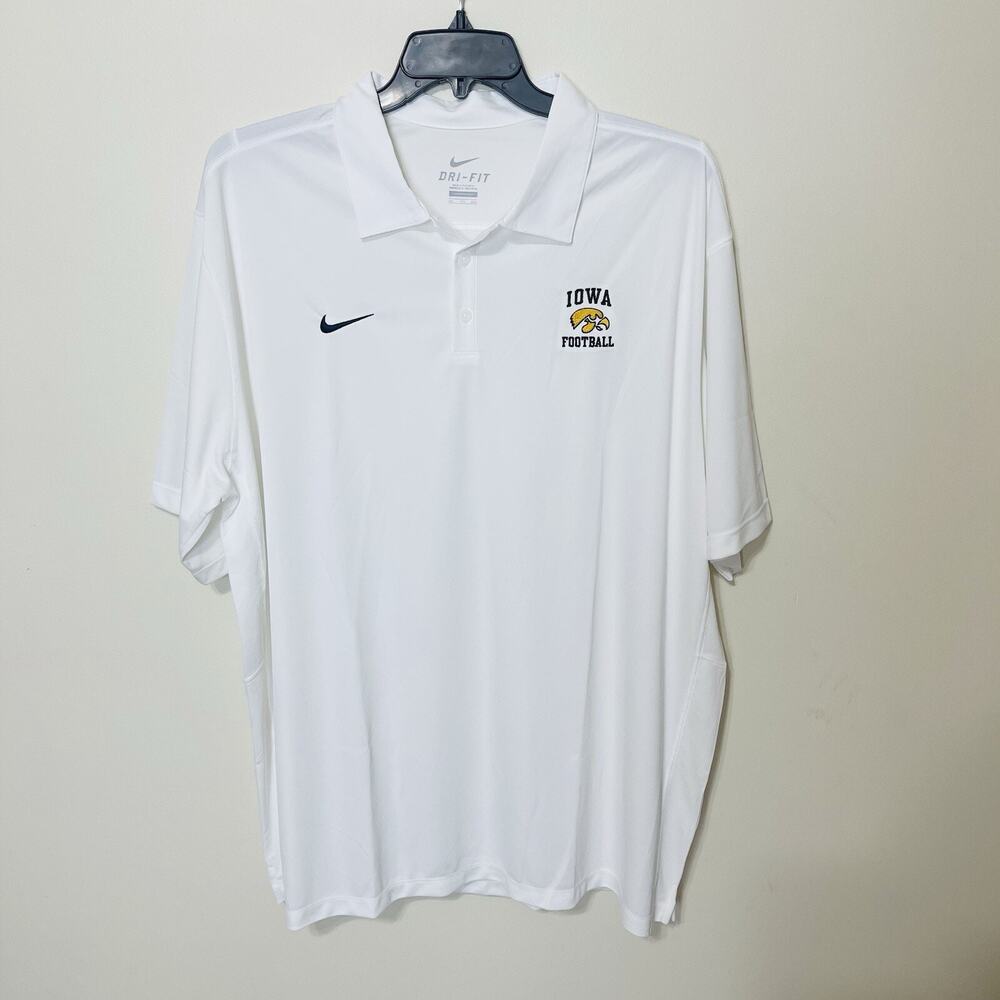 Iowa Hawkeyes Football Nike Football Dri-Fit White Polo Shirt Size XXL